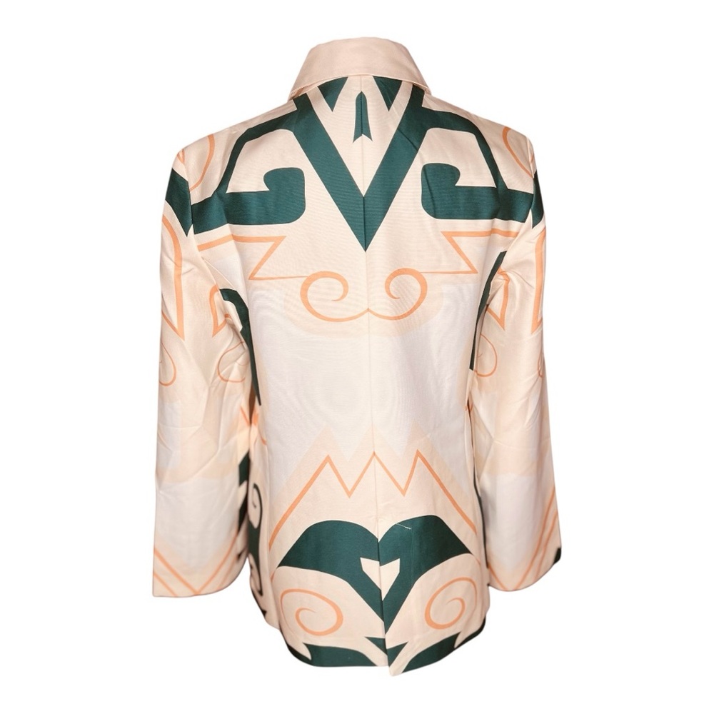 Floret Silk Blend Faille Double Breasted Abstract Bold Print Blazer SZ M - Picture 2 of 8